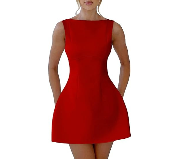 Women's Sleeveless Backless A-Line Mini Party Dress