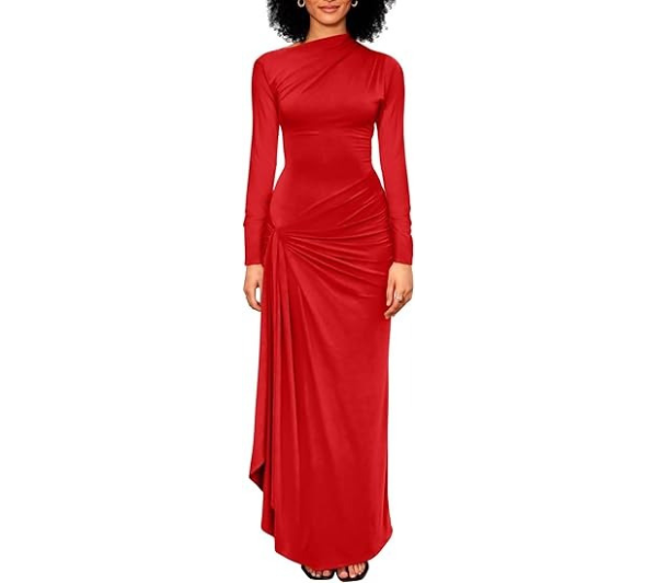 Women's Long Sleeve High Split Bodycon Formal Dress